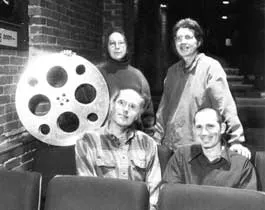 GMff Organizers Andrea Serota and Rick Winston (standing), and Chris Wood (seated, left) and projectionist Michael White. - ANDY DUBACK