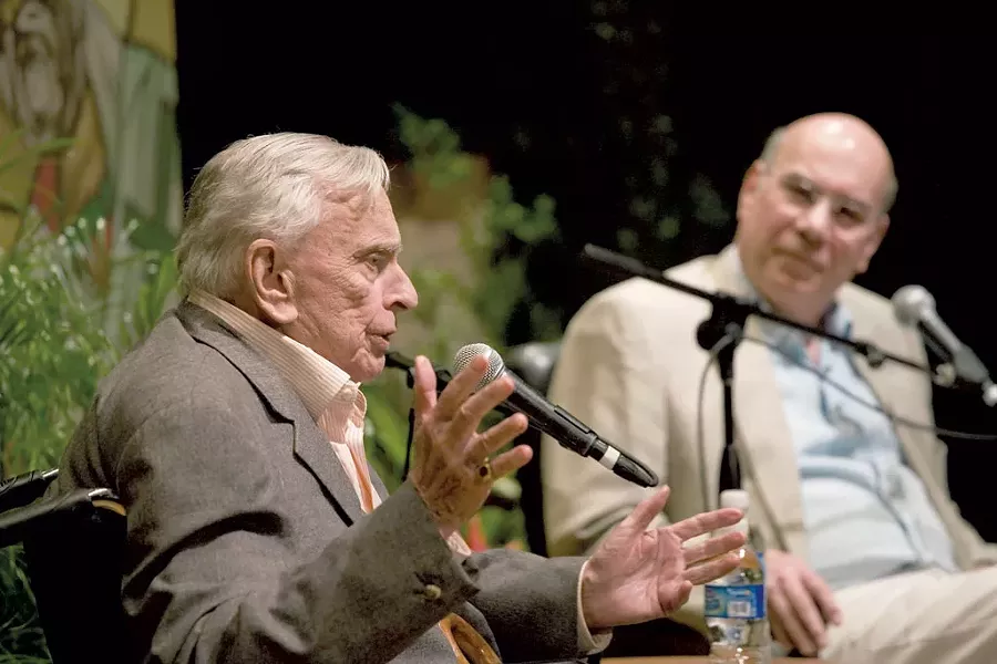 Gore Vidal (left) and Jay Parini - COURTESY OF OLIVER PARINI