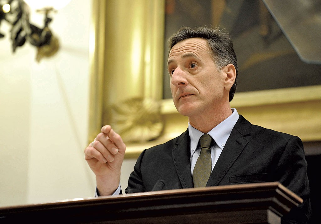 Gov. Peter Shumlin giving his State of the State address in 2014 - FILE: PAUL HEINTZ