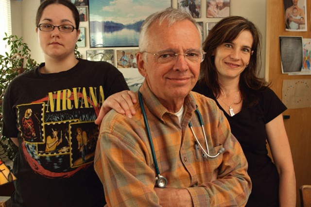 Katie Tanner, Dr. Fred Holmes, and Nicky Hayden, LPN
