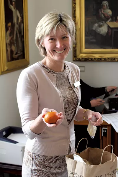 Kitty Toll takes her lunch from her sister's committee room - PAUL HEINTZ