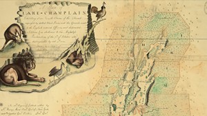 Lake Champlain and a cartouche from a 1767 map