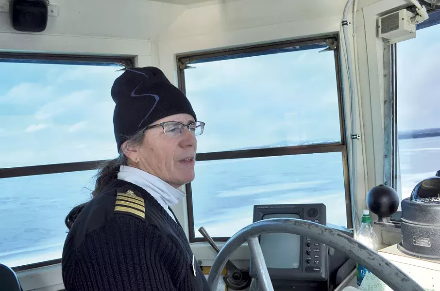 Lea Coggio in the pilothouse - COURTESY OF ALICIA FREESE