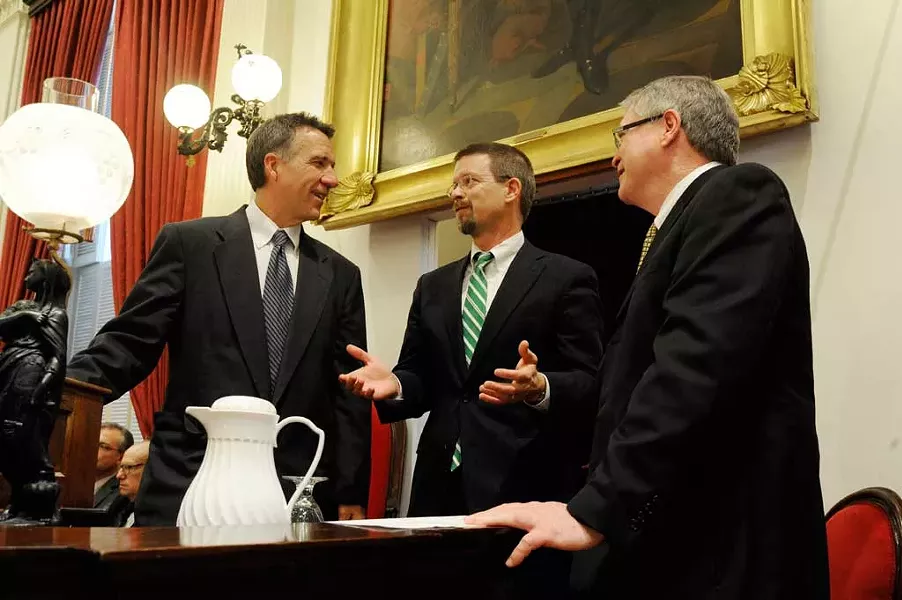 Lt. Gov. Phil Scott, House Speaker Shap Smith and Senate President Pro Tem John Campbell - JEB WALLACE-BRODEUR