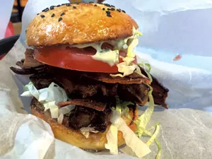 Pork belly sandwich on homemade bun - ALICE LEVITT
