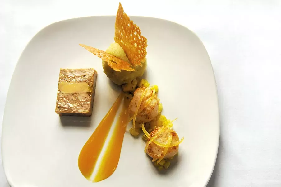 Rabbit and foie gras terrine with seared scallops - SARAH PRIESTAP