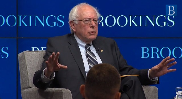 Sen. Bernie Sanders at the Brookings Institution - SCREENSHOT