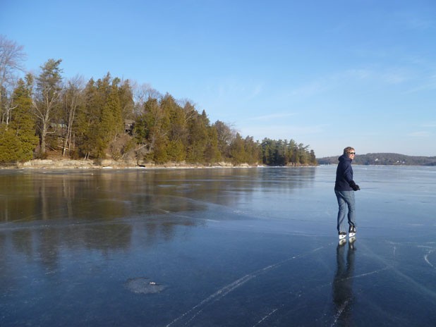 skating on Lake Champlain
