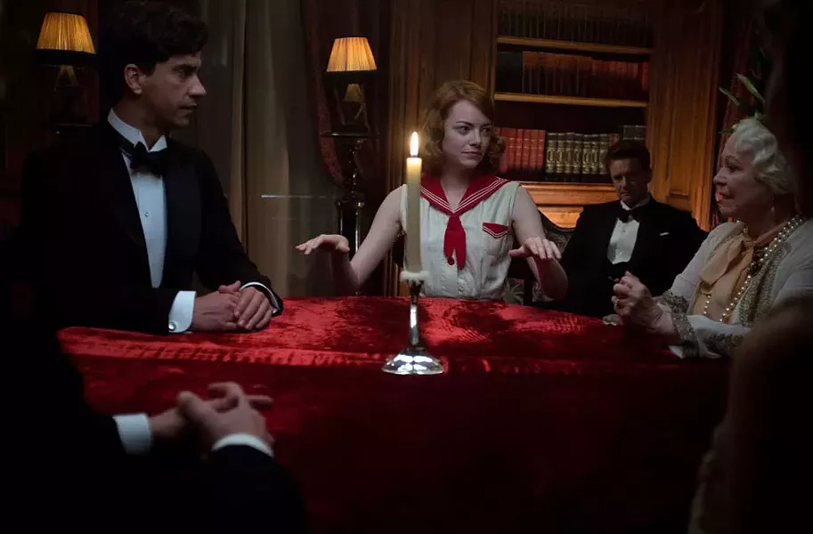 The boring '20s Stone plays a clairvoyant who reaches out to the departed and makes contact with the once-great Woody Allen's talent.