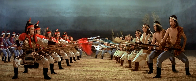 The opening battle in Eight Diagram Pole Fighter - SHAW BROTHERS