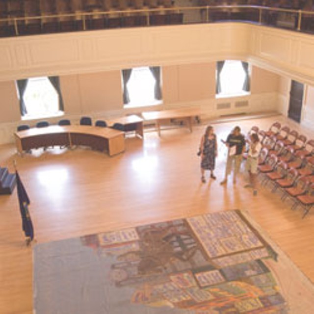 The painted curtain revealed in Contois Auditorium - MATTHEW THORSEN