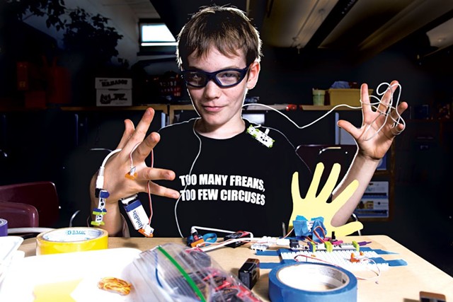 Juilan with his littleBits creation - SAM SIMON