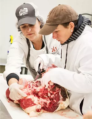 Kari Underly (left) teaching former Vermont farmer, Fiona Harrar - COURTESY OF JILLIAN CURRAN PHOTOGRAPHY