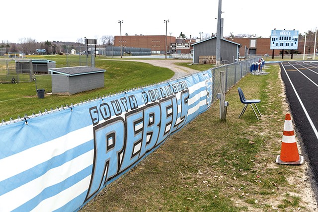 Rebel banners at South Burlington High School during the 2016-2017 school year. - OLIVER PARINI