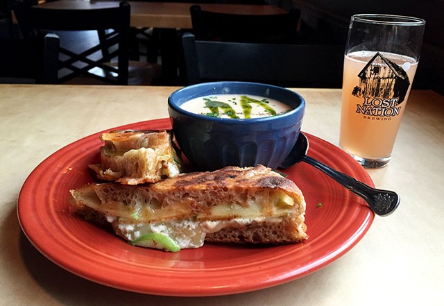 Soup, sandwich and the Wind beer at Lost Nation Brewing - SALLY POLLAK