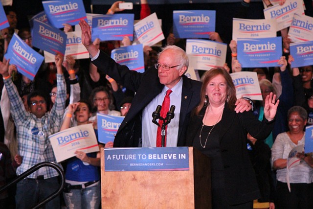 Sen. Bernie Sanders and Jane O'Meara Sanders campaign in Reno, Nev., in February 2016. - FILE: PAUL HEINTZ