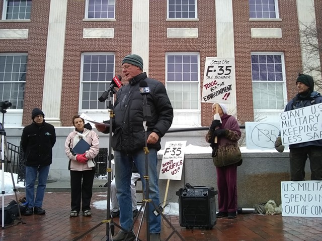 Ben Cohen speaks out against the F-35. - KATIE JICKLING