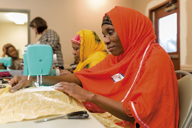 Hasna Said practicing her sewing - PHOTOS: OLIVER PARINI