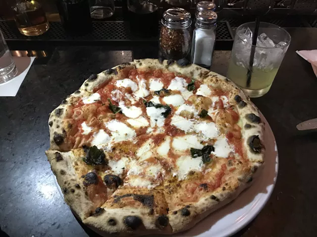 Margherita pizza and margarita drink at Pizzeria Verità - SALLY POLLAK