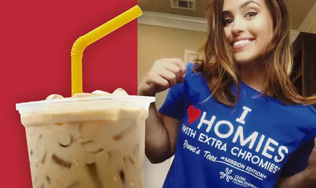 Perky Planet's Taylor Bolin in a Global Down Syndrome Foundation T-shirt - COURTESY OF PERKY PLANET