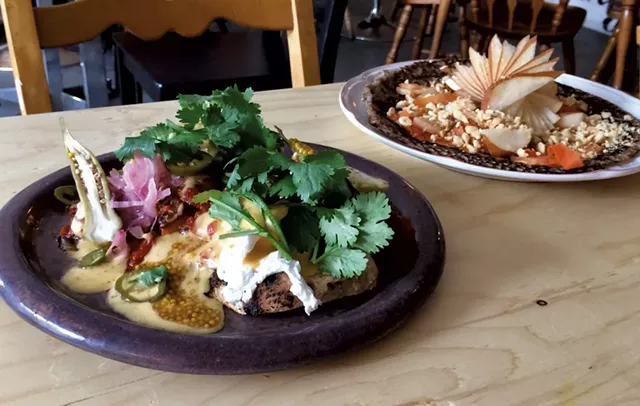 Kimchi pancake and eggs Benedict at Bighi Curry - MOLLY ZAPP