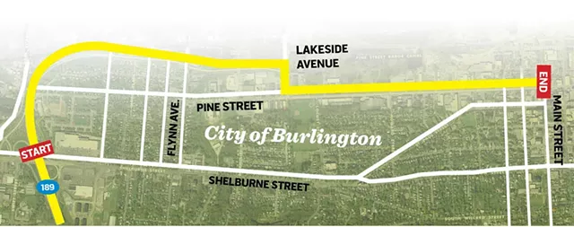 The proposed route of the Champlain Parkway - GRAPHIC BY JOHN JAMES