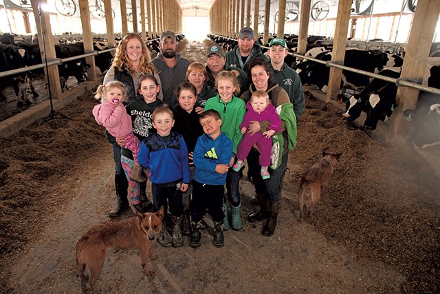 Nancy and Tom Kane (center) with family on their Sheldon farm - MATTHEW THORSEN