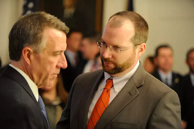 Gov. Phil Scott (left) and his chief of staff Jason Gibbs - JEB WALLACE-BRODEUR