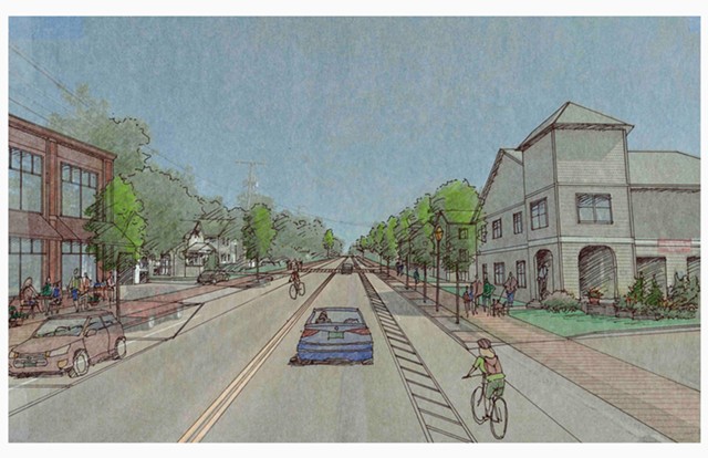 A rendering of the proposed reconstruction of Winooski's Main Street - COURTESY VHB CONSULTING