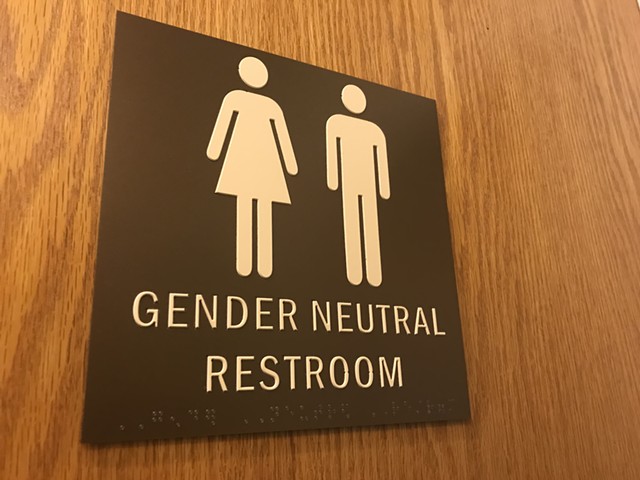 A gender-neutral bathroom in the Vermont Statehouse - TAYLOR DOBBS