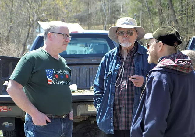 Keith Stern (left) talking with Thomas Hood at St. Michael's Defense in St. Johnsbury - PAUL HEINTZ