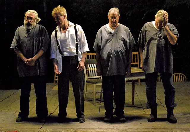 The cast of It Can't Happen Here, from left: Gene Kraus, Peter Mendes, Tom Beck and Larry Fuller
