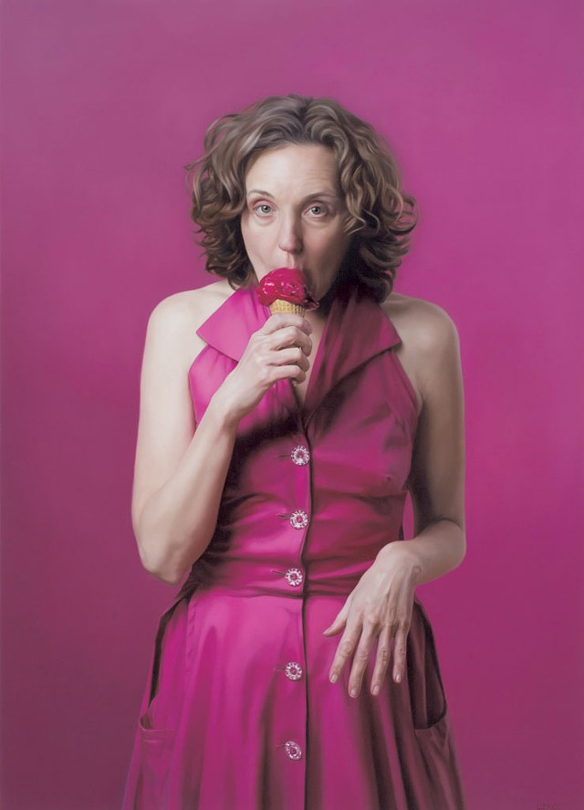 “Self-Portrait With Raspberry Sorbet” by Lee Price - COURTESY OF HELEN DAY ART CENTER