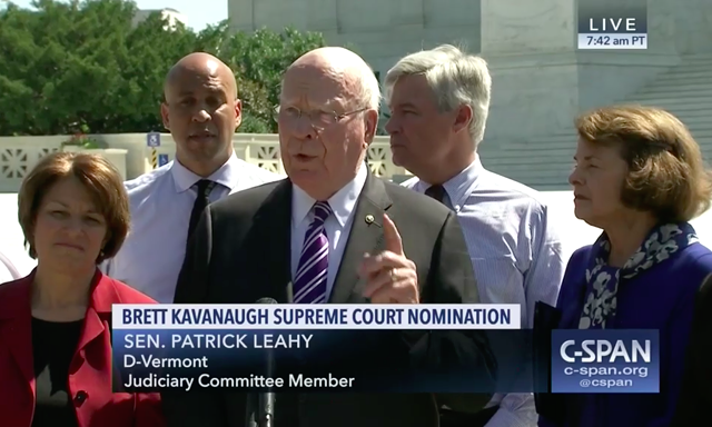 Sen. Patrick Leahy and other senators discussing Brett Kavanaugh's nomination to the U.S. Supreme Court - SCREENSHOT