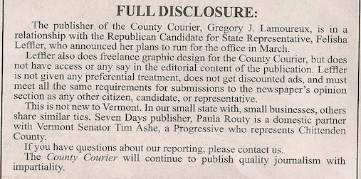 The County Courier's disclosure - JOHN WALTERS