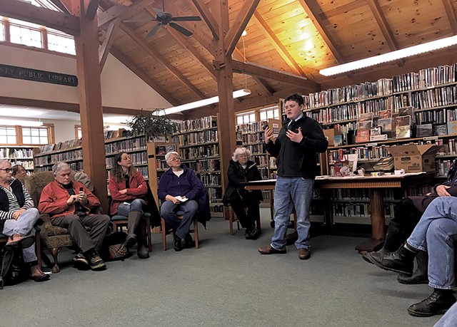 Sonneborn speaking at a Vermont library - COURTESY OF ETHAN SONNEBORN