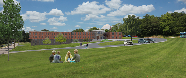 Rendering of the proposed renovation to Burlington High School. - COURTESY