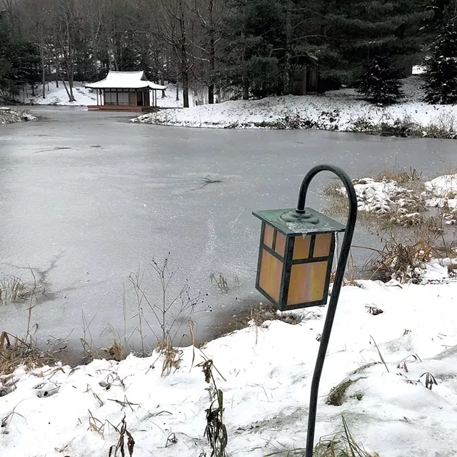Pond and teahouse on the Singh property - KIRK KARDASHIAN