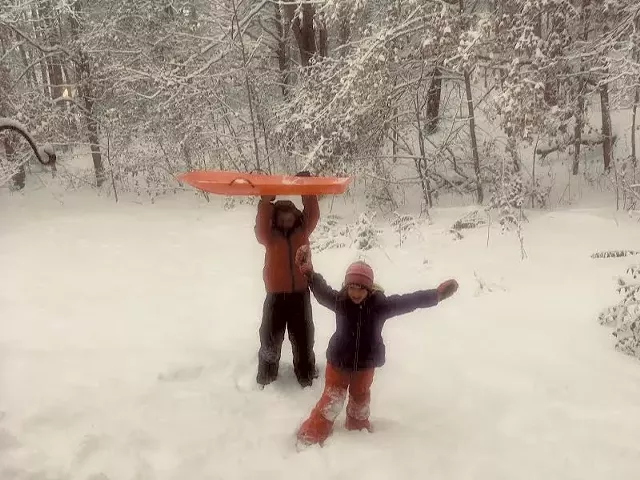 Ann Braden’s children, Ethan - and Alice, in their backyard - COURTESY OF ANN BRADEN