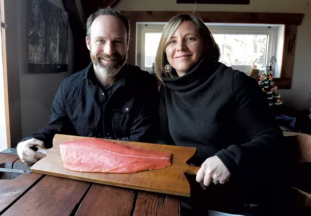 Lynn and Maria Steyaart with some coho salmon from Alaska - COURTESY OF HONEYWILYA FISH