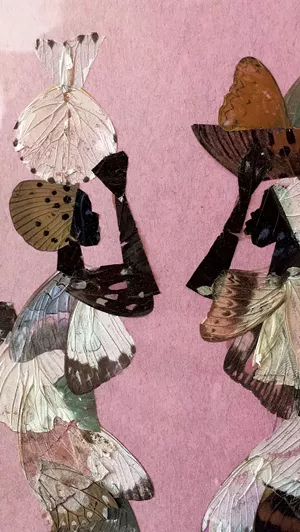 Tanzanian butterfly wing painting, detail - RACHEL ELIZABETH JONES