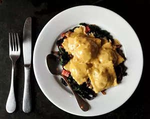 Stuffed ravioli and chard at Salt in Montpelier - JEB WALLACE-BRODEUR
