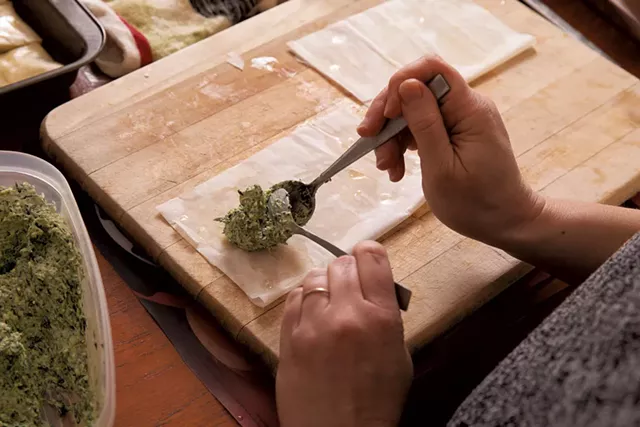 Making spanakopita - DON WHIPPLE