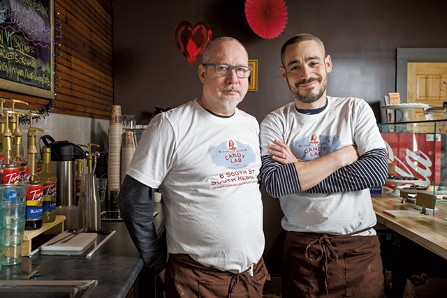 Champlain Islands Candy Lab co-owners Michael McCarver-Reyes (left) and Albert Reyes-McCarver - OLIVER PARINI