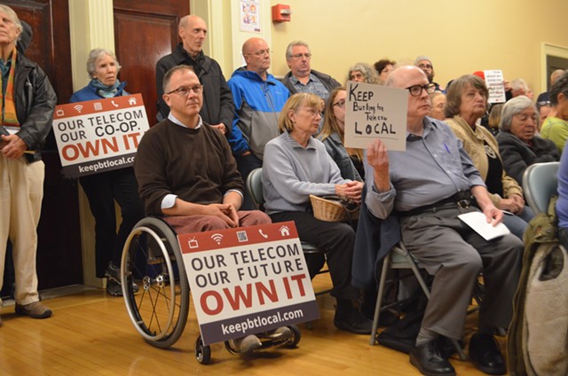 Burlingtonians show support for Keep BT Local at a city council meeting. - FILE: KATIE JICKLING