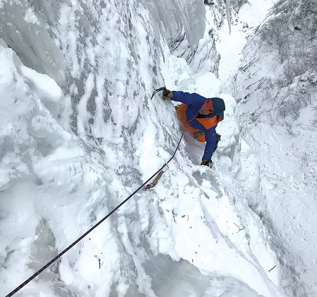 Steve Charest climbing in Smugglers' Notch - COURTESY OF STEVE CHAREST