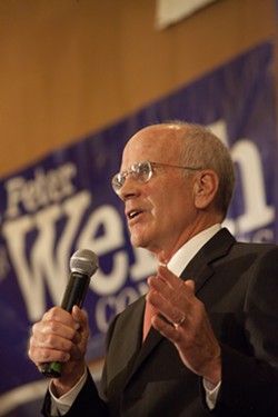 Congressman Peter Welch speaks in November 2014 after winning a fifth term. - MATTHEW THORSEN