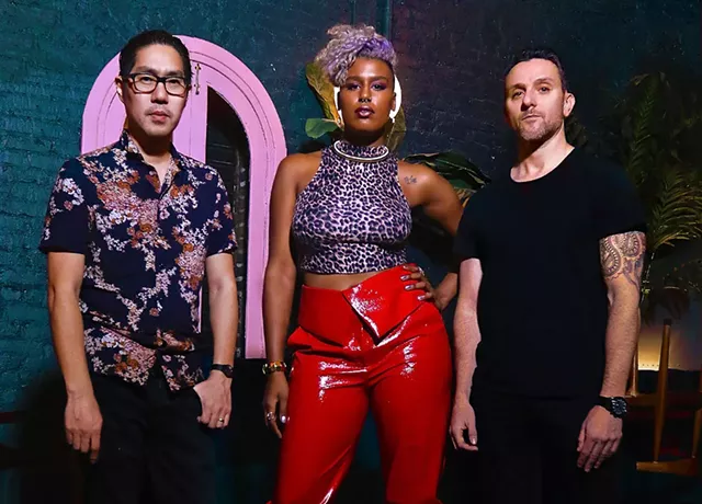 Escort (from left): Eugene Cho, Nicki B and Jason "JKriv" Kriveloff - COURTESY OF DENNIS MANUEL