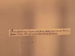 Dust from the Grassy Knoll, Dallas, Texas - MOLLY ZAPP