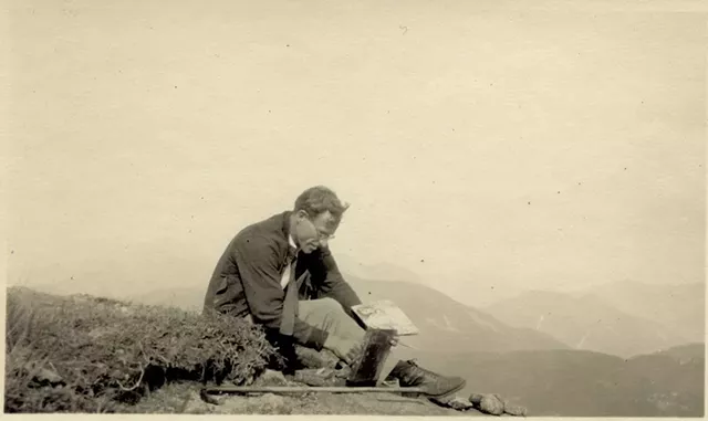 Harold Weston working with paint box - COURTESY OF THE HAROLD WESTON FOUNDATION
